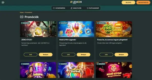 LEMON CASINO hivatalos oldalra